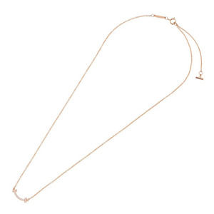 Tiffany & Co T Smile 18K Diamond Rose Gold + Clear Necklace Pendant